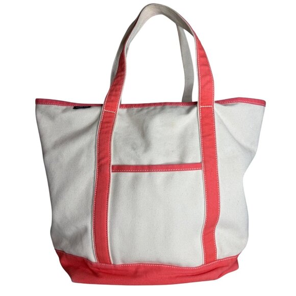 Lands End XL Tote Bag Coral Multipocket Travel Grocery Beach 22" - Picture 1 of 9